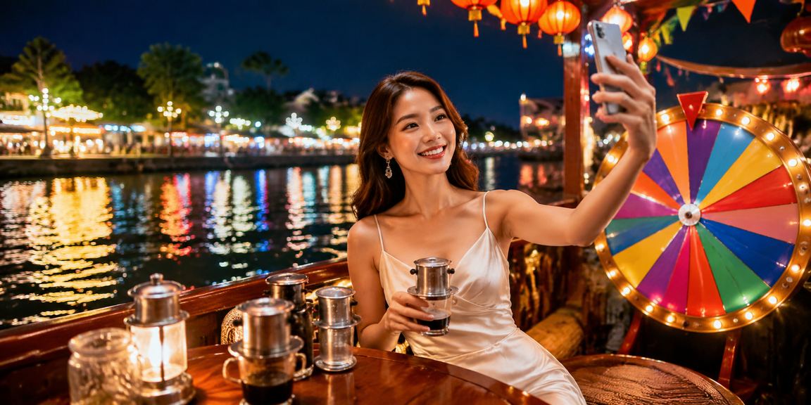 Người dùng tại Hà Nội kiểm tra kết quả Roulette và giao dịch trên điện thoại bên cốc cà phê