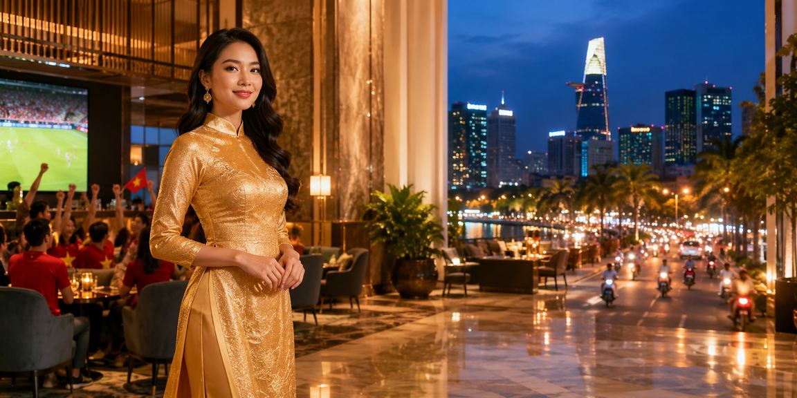 Phụ nữ mặc áo dài tại TP. Hồ Chí Minh tham gia cá cược casino trực tuyến buổi tối