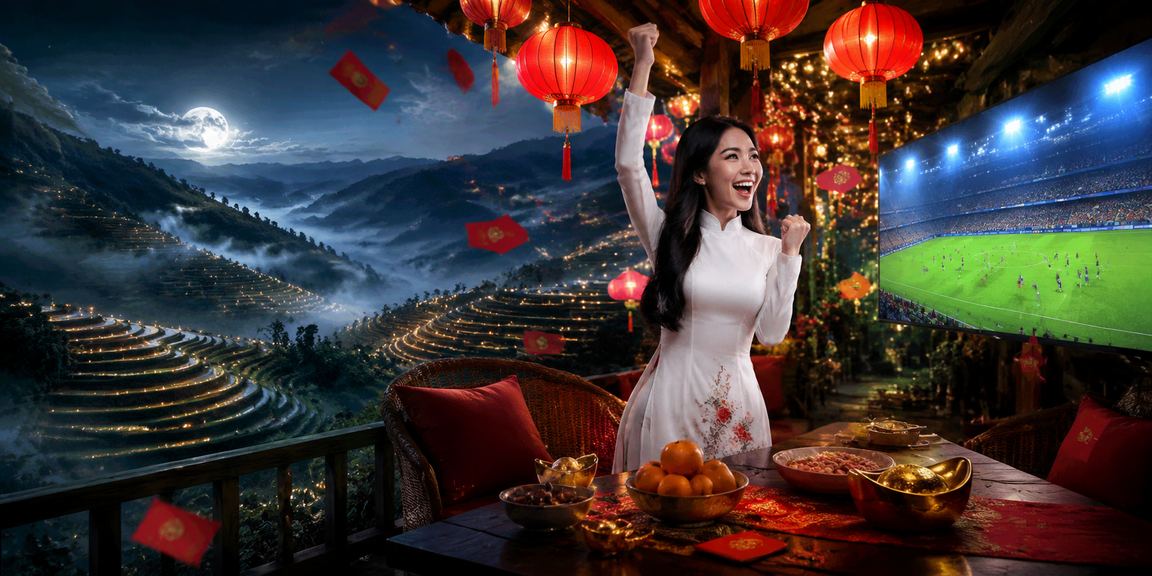 Cô gái mặc áo dài ở Sapa chơi game bắn cá trên điện thoại giữa thiên nhiên núi rừng